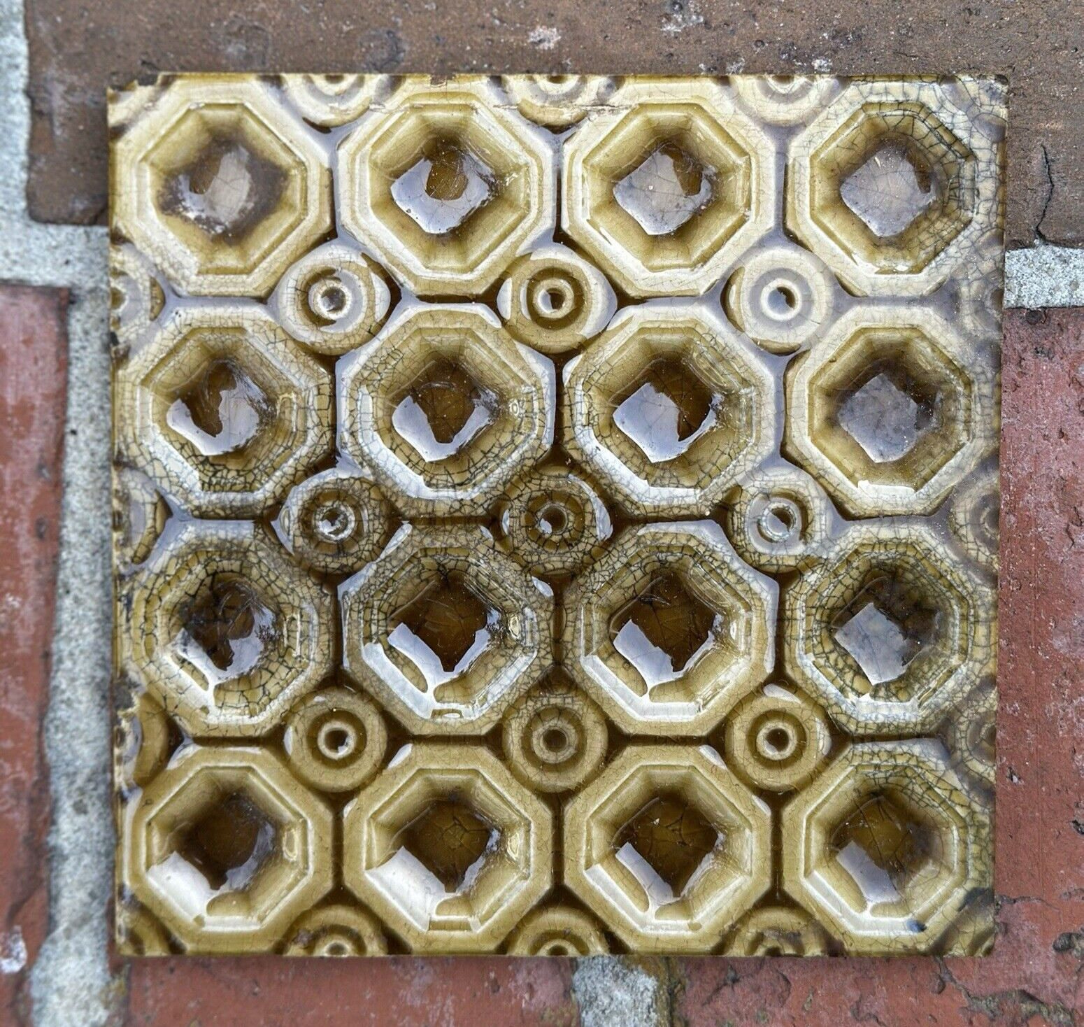 A.E. TILE CO. POTTERY PAIR OF VICTORIAN 6" SQUARE TILES (1875-1935)