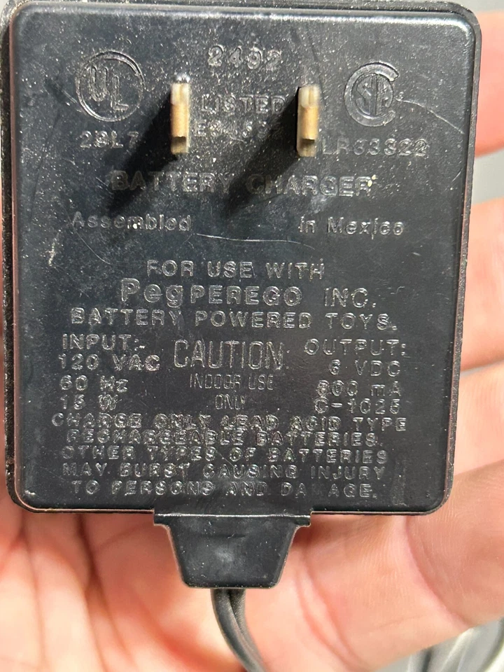C-1025 Vintage PEG PEREGO Ride on Toy BATTERY A/C CHARGER Original 6v 800ma - Image 3 of 4
