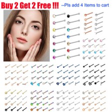 5-60PCS Surgical Steel Bone Studs Nose Pin Straight Nose Rings Stud Retainer 20G