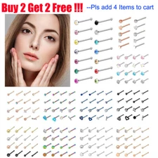 5-60PCS Surgical Steel Bone Studs Nose Pin Straight Nose Rings Stud Retainer 20G