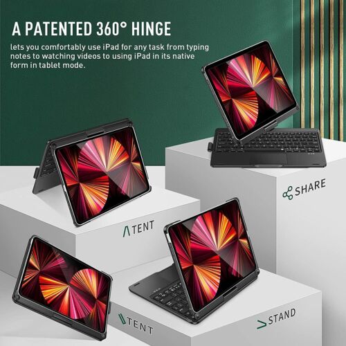 Funda de teclado táctil retroiluminada giratoria para iPad Air 5th 4th /Pro 11" 2nd 3rd 4th - Imagen 21 de 31