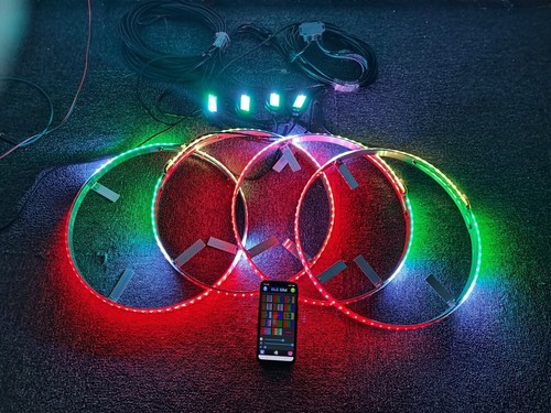 Car Truck Underglow Lights 4PCS 15.5" Chasing LED Wheel Lights +4PCS Rock Lights - Imagen 3 de 17
