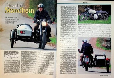 Oldtimer Praxis 2127) Moto Guzzi Falcone Gespann in einer seltenen Vorstellung a