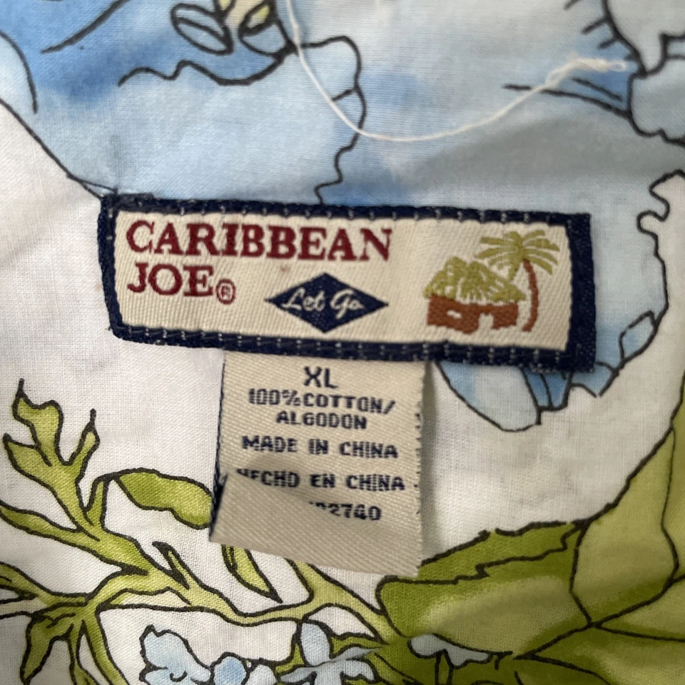 Caribbean Joe Mujer Botón Top Blanco Floral XL Algodón Manga Corta Cuello Foto 3 de 4