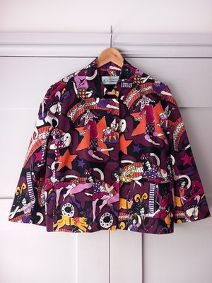 Clements Ribeiro Y2K Fun Whimsical Circus Pantomime Print Jacket Size 10