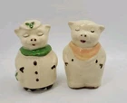 Vintage Shawnee Pottery 3" Pig Salt And Pepper Shakers ~ Winnie and Smiley Pigs