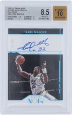 Karl Malone Utah Jazz Signed 2021-22 Panini Noir Platinum #6/10 BGS 8.5/10 Card