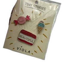 Tiny Stories Hello I'm Beautiful Name Tag, Ice Cream,  Sweet Candy Pins NWT OS