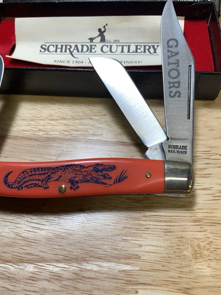 Винтажный Schrade Scrimshaw США Gators SC- 505 Delrin Stockman нож коробка бумаги - Изображение 4 из 4