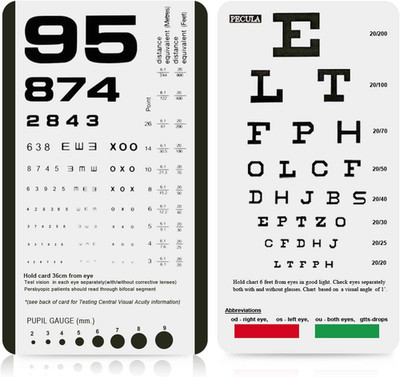 Eye Chart, Pocket Eye Charts, Snellen and Rosenbaum Pocket Eye Chart for Eye Exa