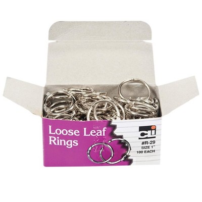 Loose Leaf Rings with Snap Closure, Nickel Plated, 1 Inch Diameter, Silver, 1...