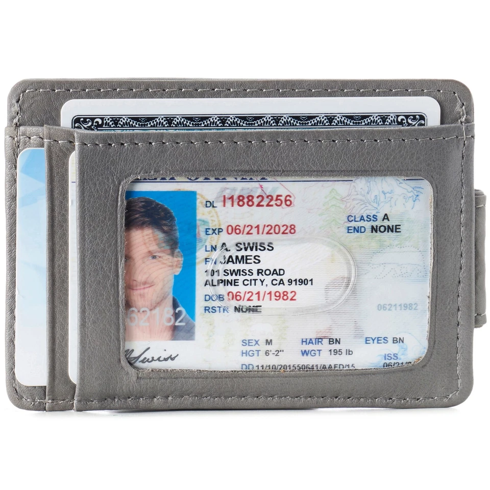 Alpine Swiss Mens RFID Safe Magnetic Money Clip Wallet Slim Front Pocket Wallet - Image 4 of 4