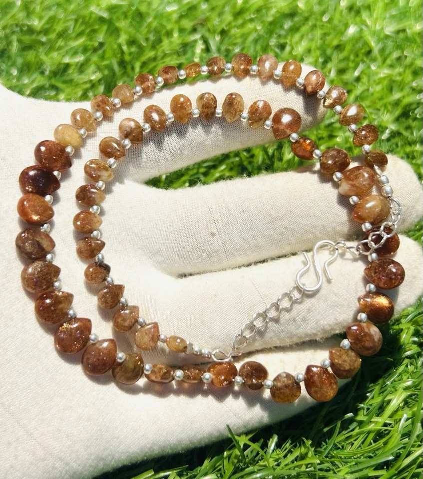 Collar de cuentas con forma de pera Sunstone Briolette para ella, 18"" Foto 2 de 4