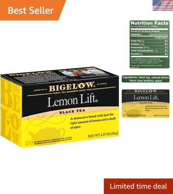 Refreshing Lemon Lift Black Tea - 20 Count Teabags, Low Caffeine and Kosher
