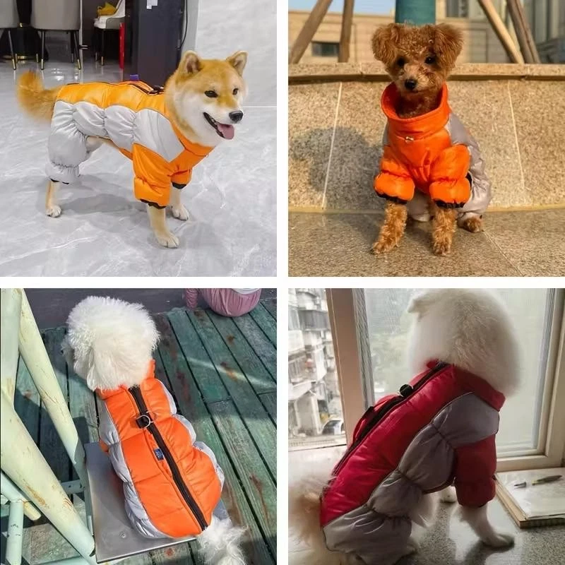 Thermal Winter Dog Jumpsuit Warm Reflective Four-legged Coat for Small Dogs - Image 3 of 4