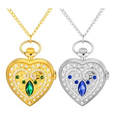 Classic Vintage Heart Women's Quartz Pocket Watch Necklace Sweater Chain Gift