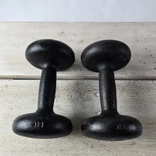 Vintage Pair Of 12lb bun dumbbell Weights. Unbranded York Style Good Shape