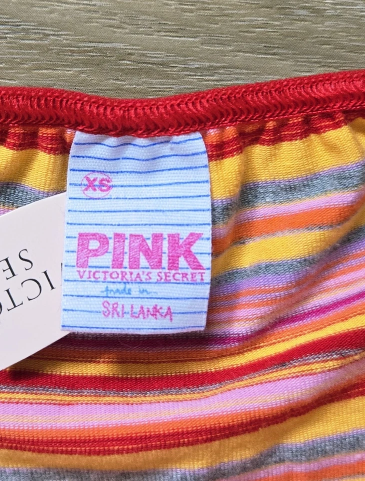 NWT Vintage Victoria's Secret PINK Stripe Cotton Double String Bikini Panties XS - Image 3 of 3