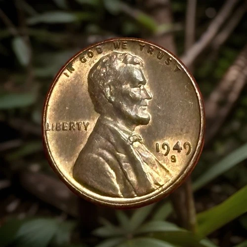 1949-S LINCOLN WHEAT PENNY AU G/VG CONDITION VERY NICE USA 🇺🇸 COIN TONED #M07