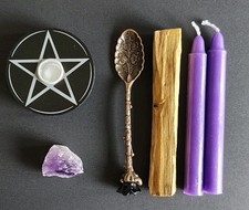 Altar Set with Witch Spoon, Candles, Palo Santo & more