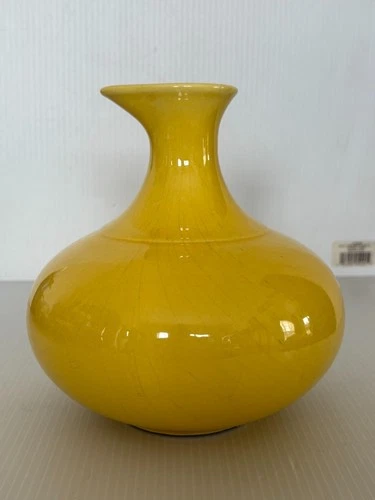 Vintage Red Wing Art Pottery Rumrill Yellow Jug Pitcher Vase 7.75" *CRAZING