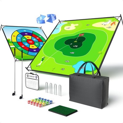 58'' Battle Golf Chipping Game - 2-in-1 Set with Sticky Balls & Clubs