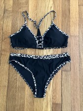 Women s Bikini Black/Animal Print Size Large New