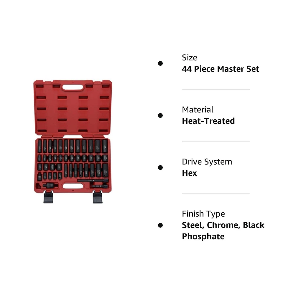 02440A 3/8-Inch-Drive Impact Socket Set, SAE Sizes 5/16" to 3/4" and Metric S... - Image 4 of 4