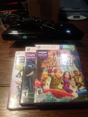 Xbox 360 Kinect Sensor Bar & 3 Games Lot