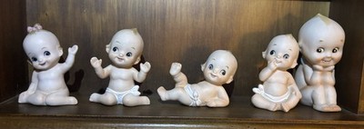 Set Of 5 Lefton Bisque Kewpie Piano Babies 3 1/4'' JAPAN