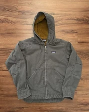 Patagonia Sherpa Lined Canvas Women’s Hooded Jacket Size XS Grey STY27163