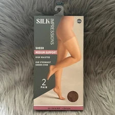 Silk Impressions Medium Support Sheer Tights Womens Size XXXL Cocoa High Waisted
