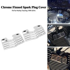 Chrome Finned Spark Plug Cover Head Bolt For Harley Touring Road Glide 1999-2017