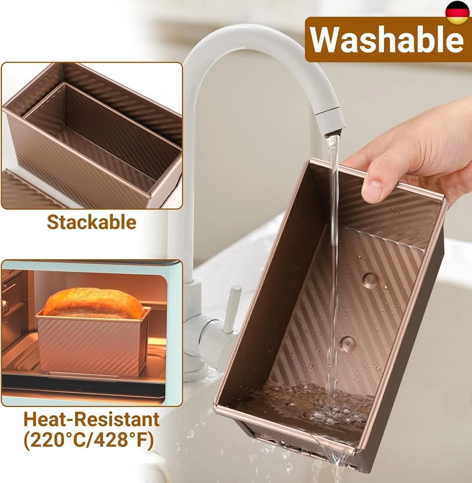 RMIVEGLIA 2 Stück Brotbackform mit Deckel ? Antihaft Toastbrot Backform mit - Bild 4 von 4