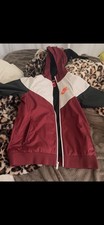 Nike Colorblock Windbreaker Jacket Hooded Full-Zip Red White Black Teens L