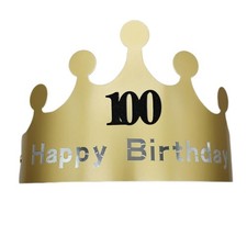 MEDIMQC 100th Birthday Hat Paper Crown Golden King Crowns Gold Foil Party Cro...