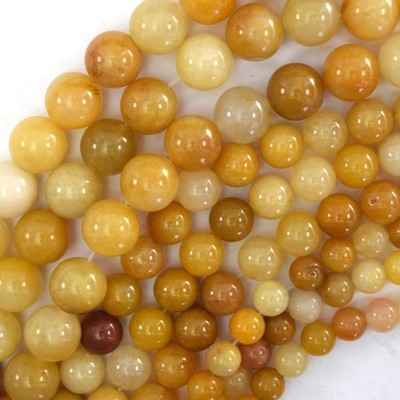 Natural Yellow Jade Round Beads Gemstone 15'' Strand 6mm 8mm 10mm