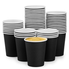 50 Pack 8 oz Disposable Paper Cups, Black Paper Coffee Cups  Hot/Cold Beverage