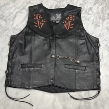 Bikers Dream Apparel Black Vest Womens XL Roses Fringe Back Harley Key Chain