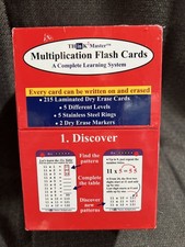Think2Master 215 Laminated Multiplication Flash Cards Dry Erase Markers SEALED