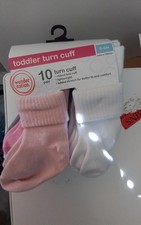 Wonder Nation Girl's Turn Cuff Socks 0-6 months 10 Count