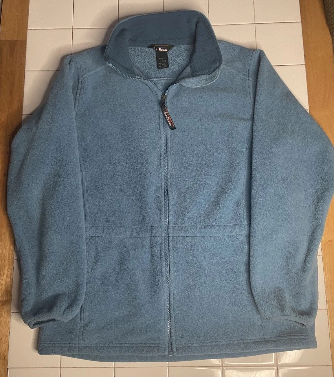 LL Bean Fleece Jacket Medium M Adjustable Waist Y2K Light Blue