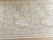 TENDA A RETE VINTAGE STILE FRANCESE BIANCO SPORCO POLIESTERE PIZZO CAFFÈ ~ 5 M x 46 CM