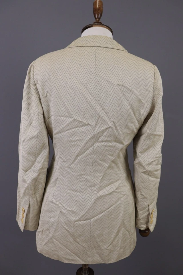 Chaqueta Blazer ESCADA by MARGARETHA LEY Beige Geométrica Lana Seda Vintage Talla 36 Foto 4 de 4