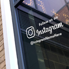 FOLLOW US INSTAGRAM - Adesivo vinile decalcomania nome social media business porta finestra