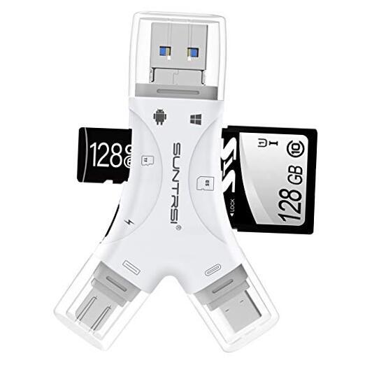 SD Card Reader for iPhone/ipad/Android/Mac/Computer/Camera,4 in1 Micro SD white-image