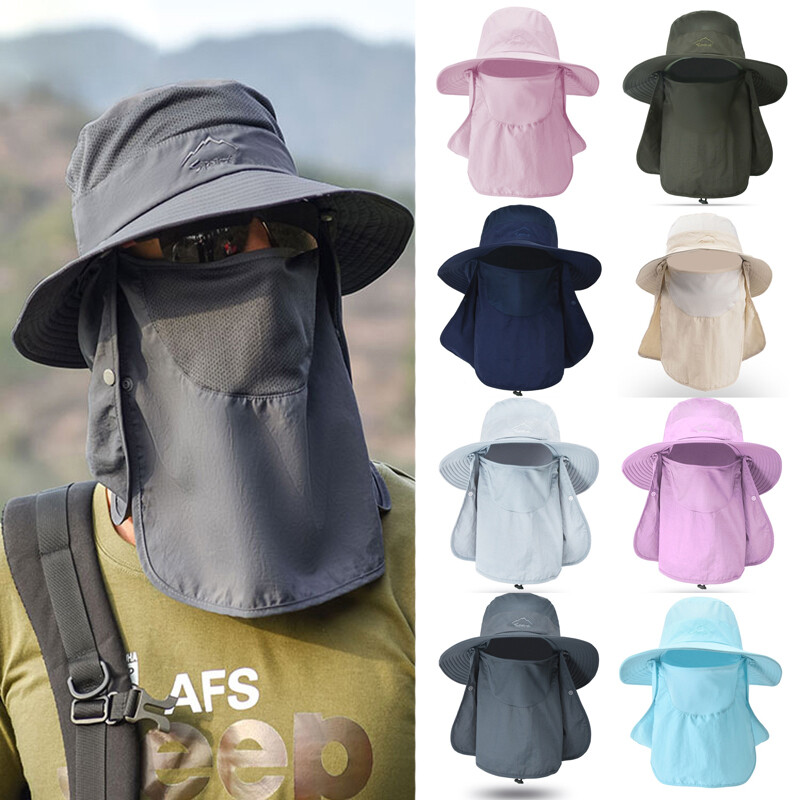 Men Women Outdoor UV Protection Sun Hat Neck Face Flap Wide