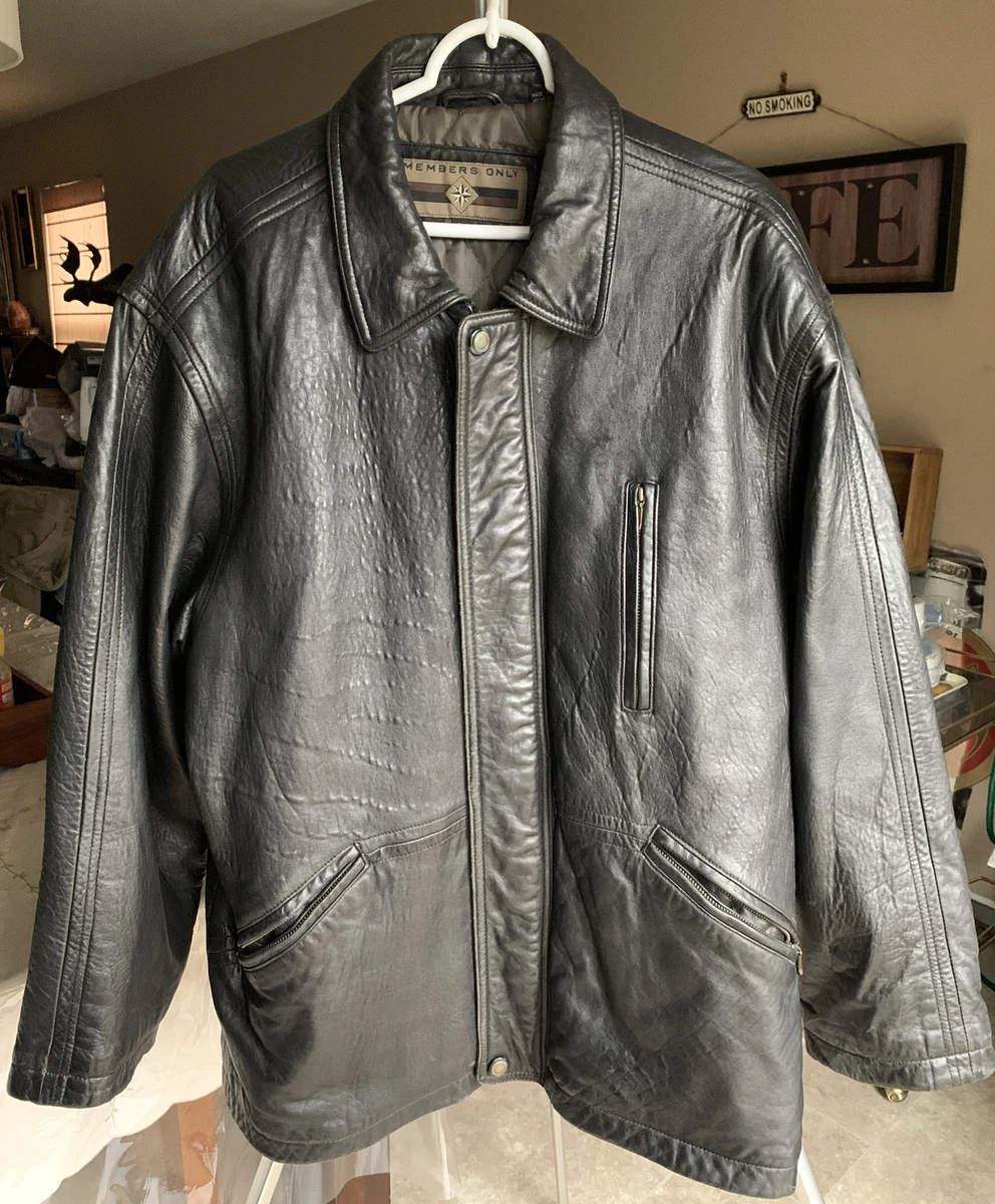 Members Only Brown Soft Leather Car Coat Jacket Size L | eBay