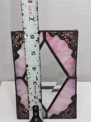 Beautiful Stained Glass Pink Slag And Beveled Clear Ornate Candle Vintage - Picture 5 of 5