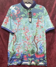 Greyson Golf Shirt Polo Magic Garden Print Large Multicolor Polyester MSRP 118